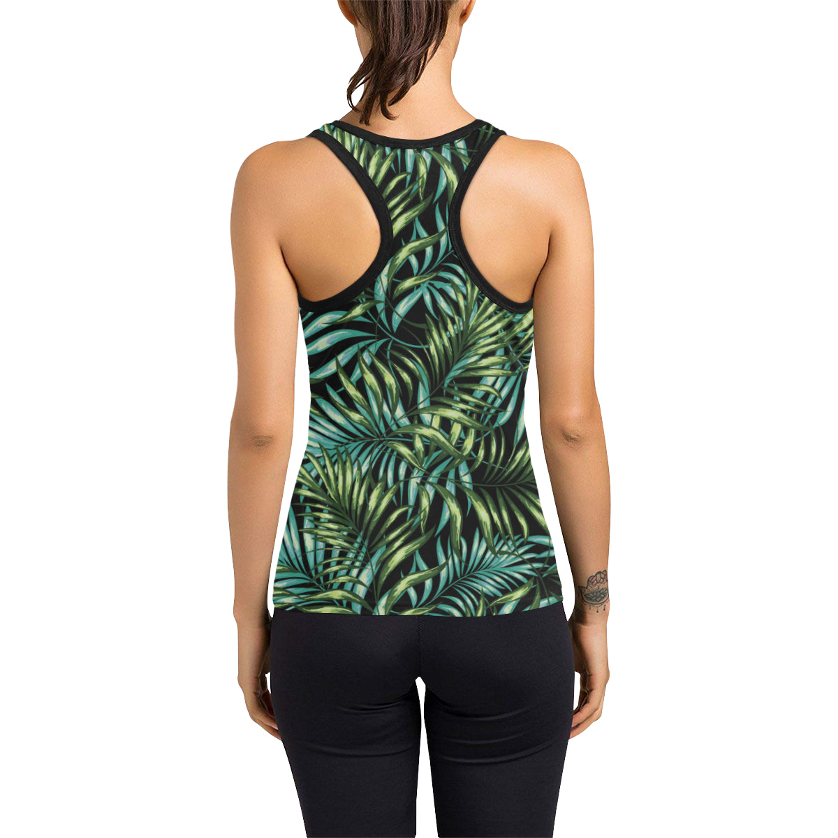 Tropical Flower Pattern Print Design TF08 Women's Racerback Tank Top