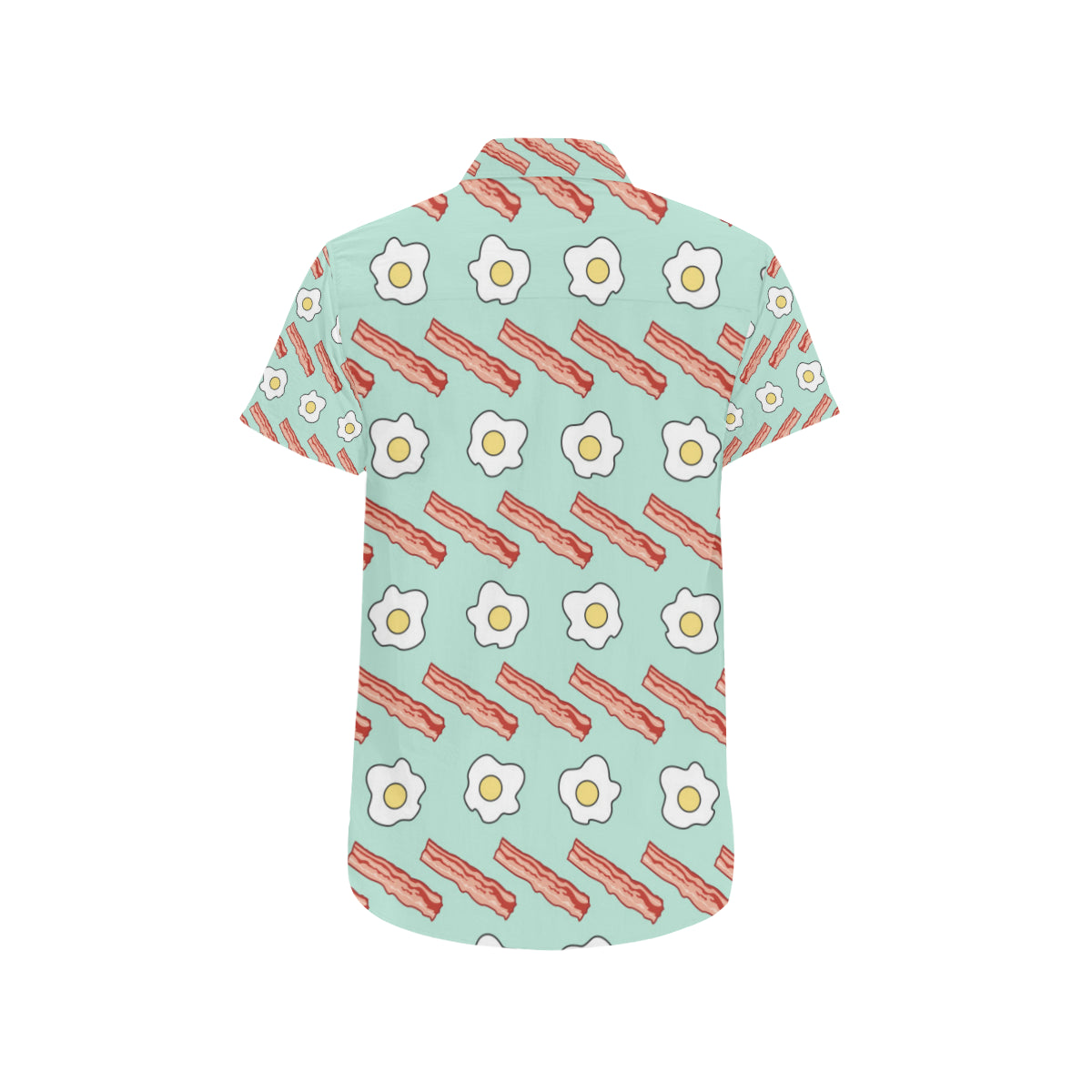Bacon Sausage Pattern Print Design 01 Men's Short Sleeve Button Up Shirt