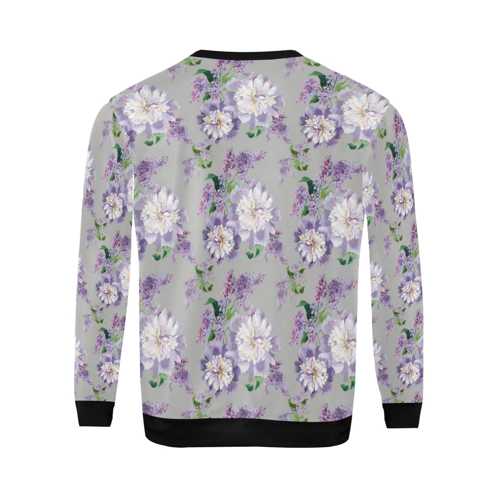 Lilac Pattern Print Design LI07 Men Long Sleeve Sweatshirt