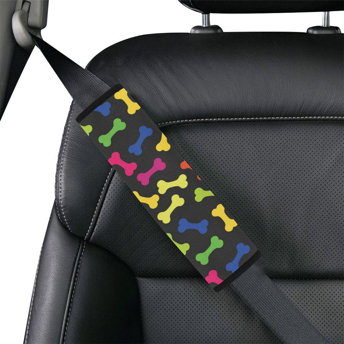 Dog Bone Neon Color Pattern Print Design 02 Car Seat Belt Cover