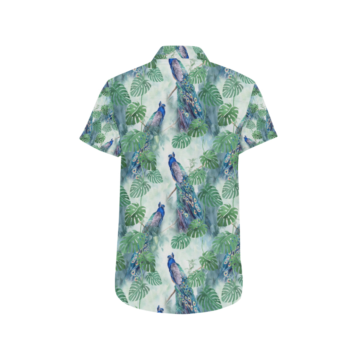 Peacock Pattern Print Design A02 Men's Short Sleeve Button Up Shirt