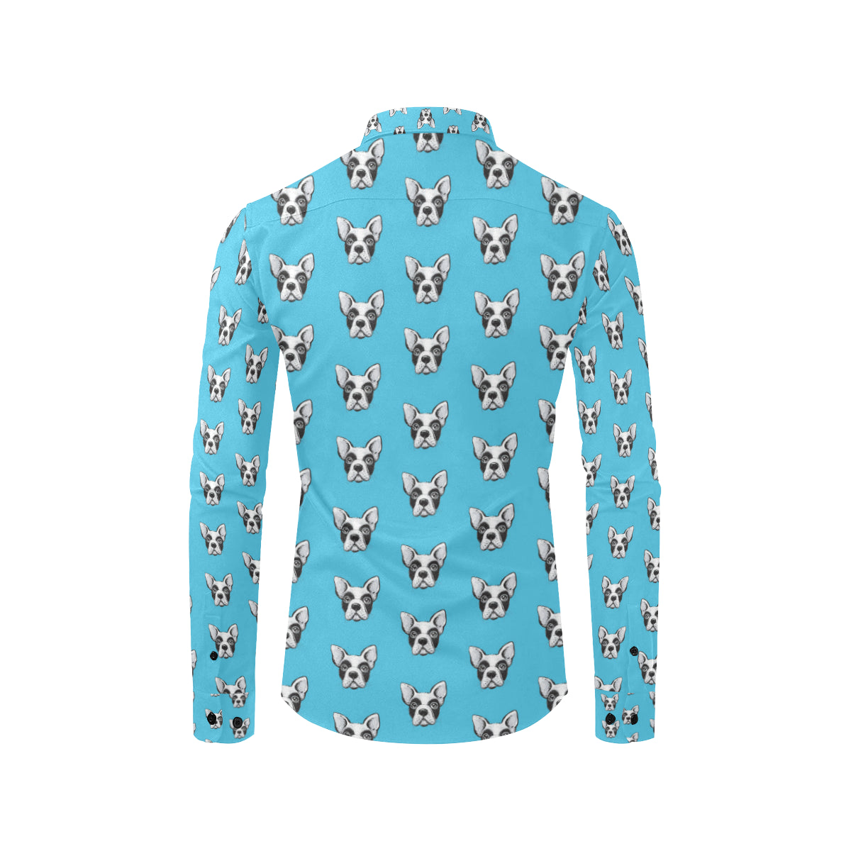 Boston Terrier Pattern Print Design 01 Men's Long Sleeve Shirt