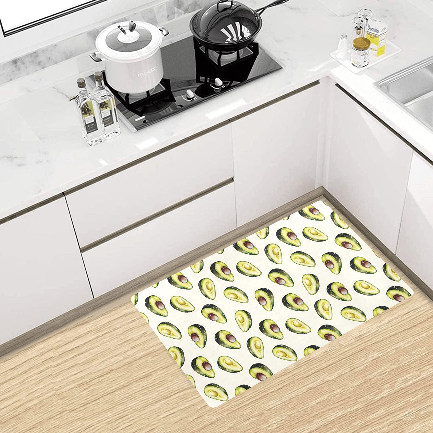 Avocado Pattern Print Design 01 Kitchen Mat