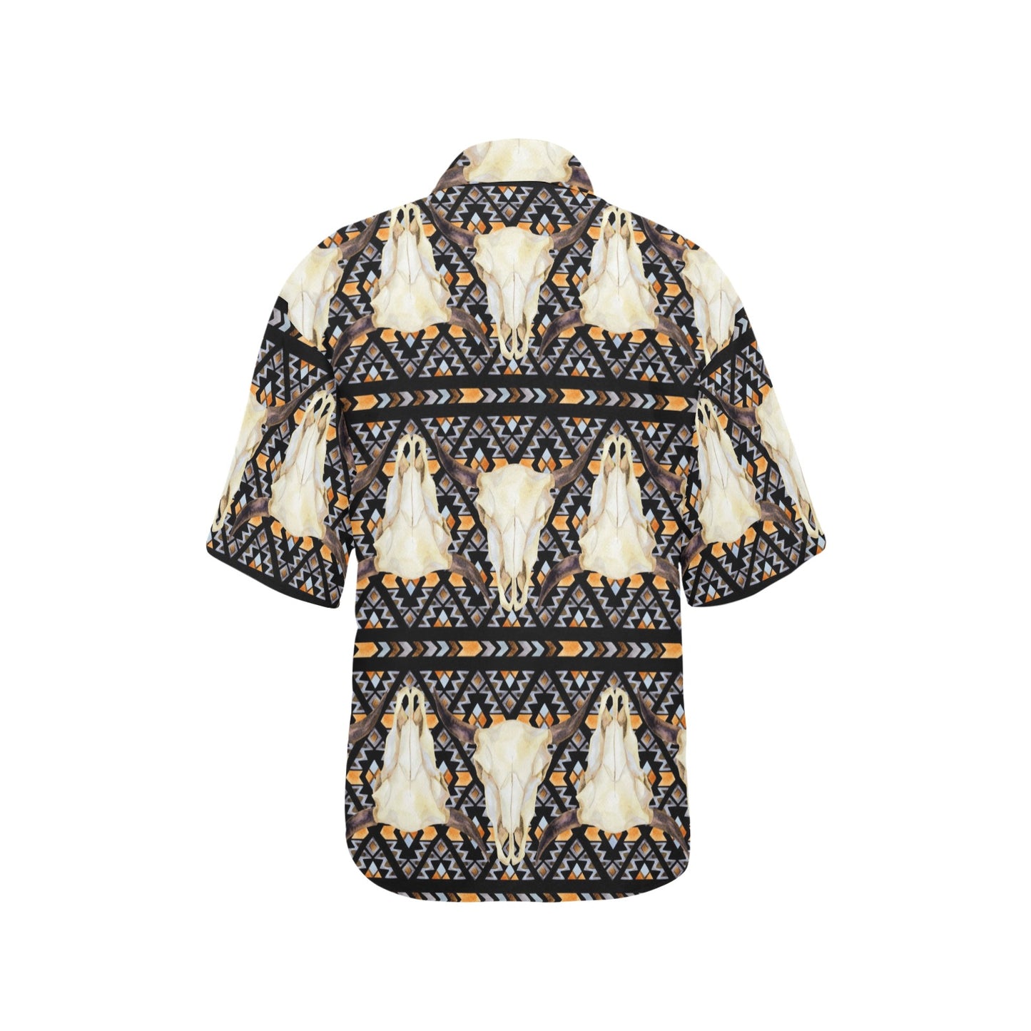 Buffalo Head Pattern Print Design 03 Women's Hawaiian Shirt