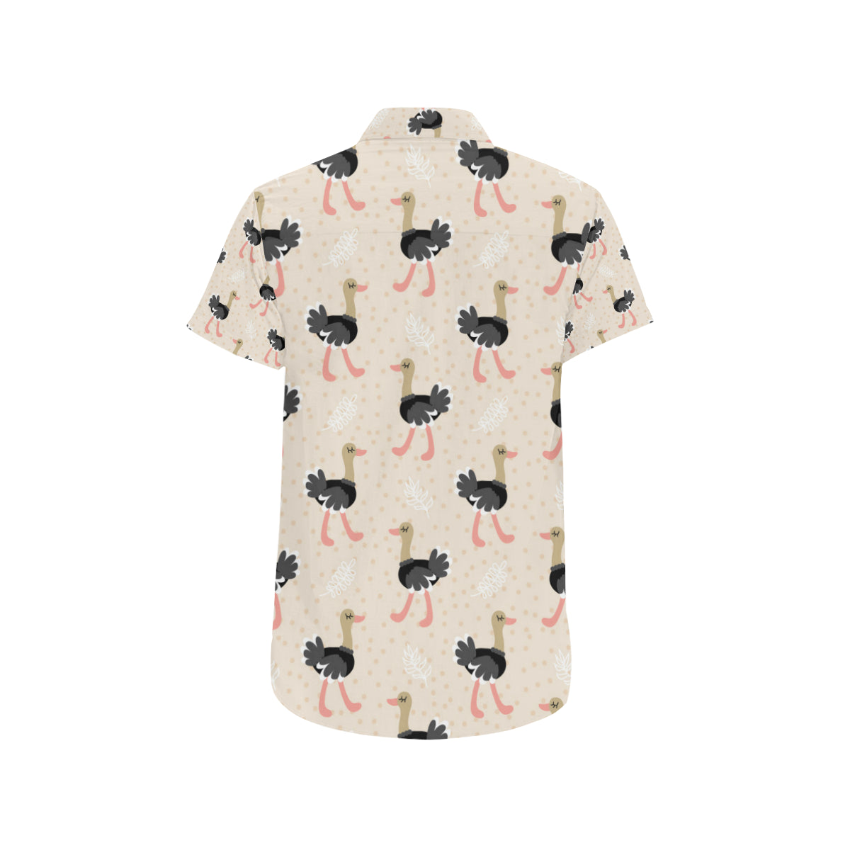 Ostrich Pattern Print Design 02 Men's Short Sleeve Button Up Shirt