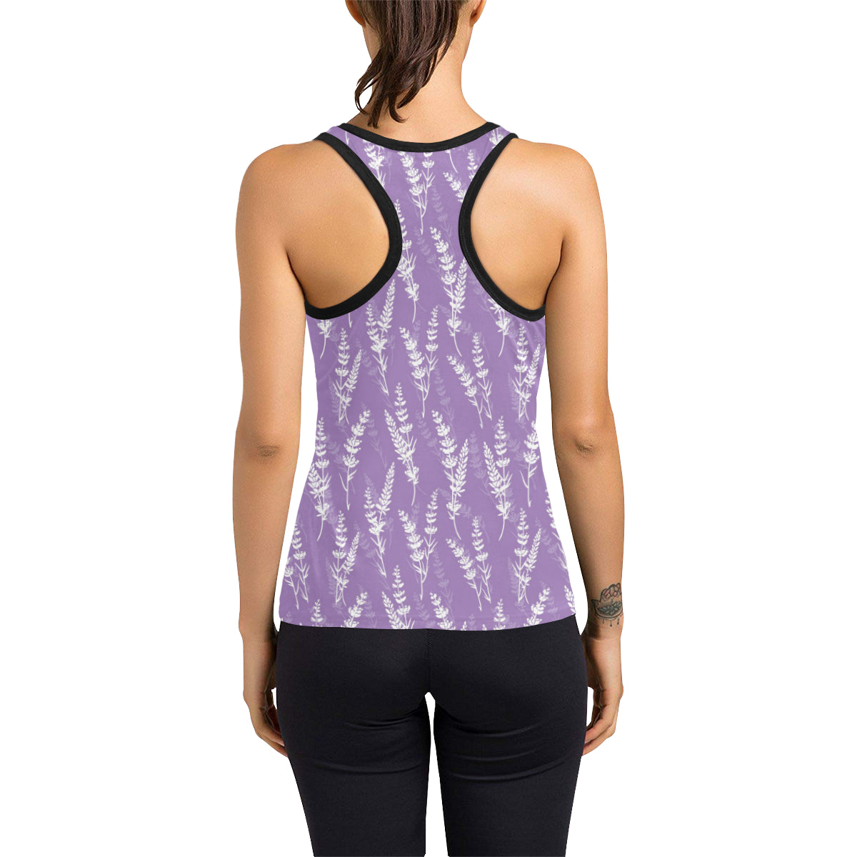 Lavender Pattern Print Design LV08 Women's Racerback Tank Top