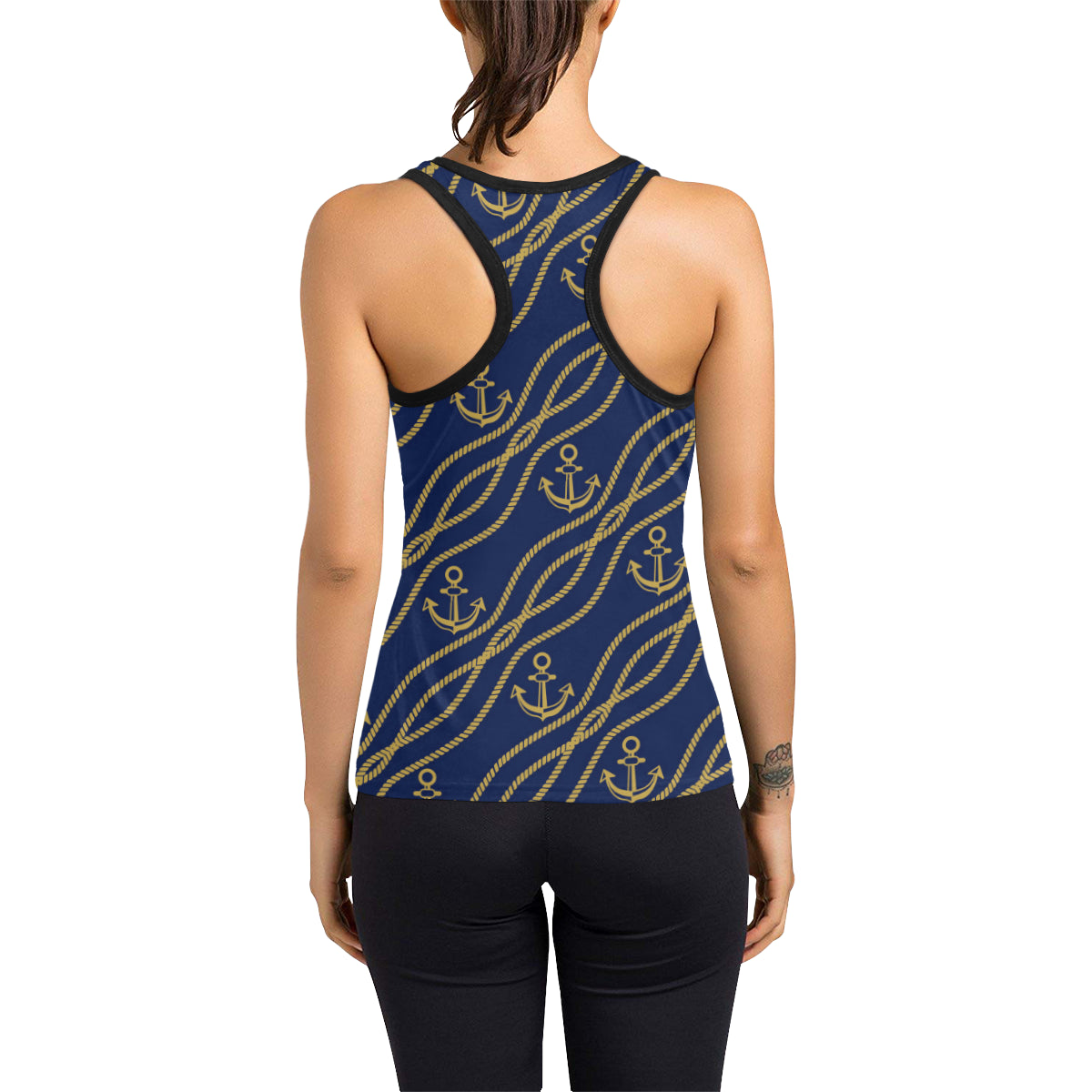 Nautical Anchor Rope Pattern Women's Racerback Tank Top