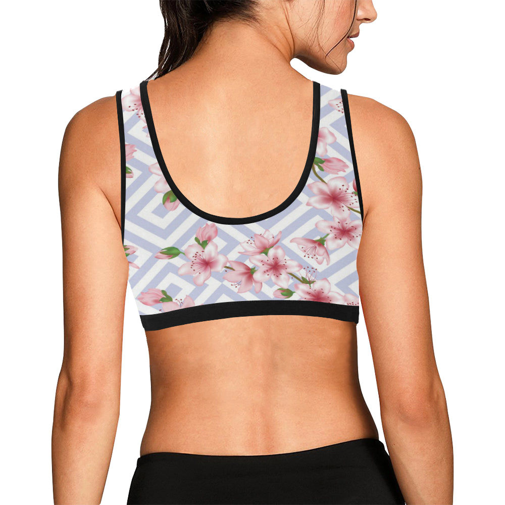 Cherry Blossom Pattern Print Design CB07 Sports Bra