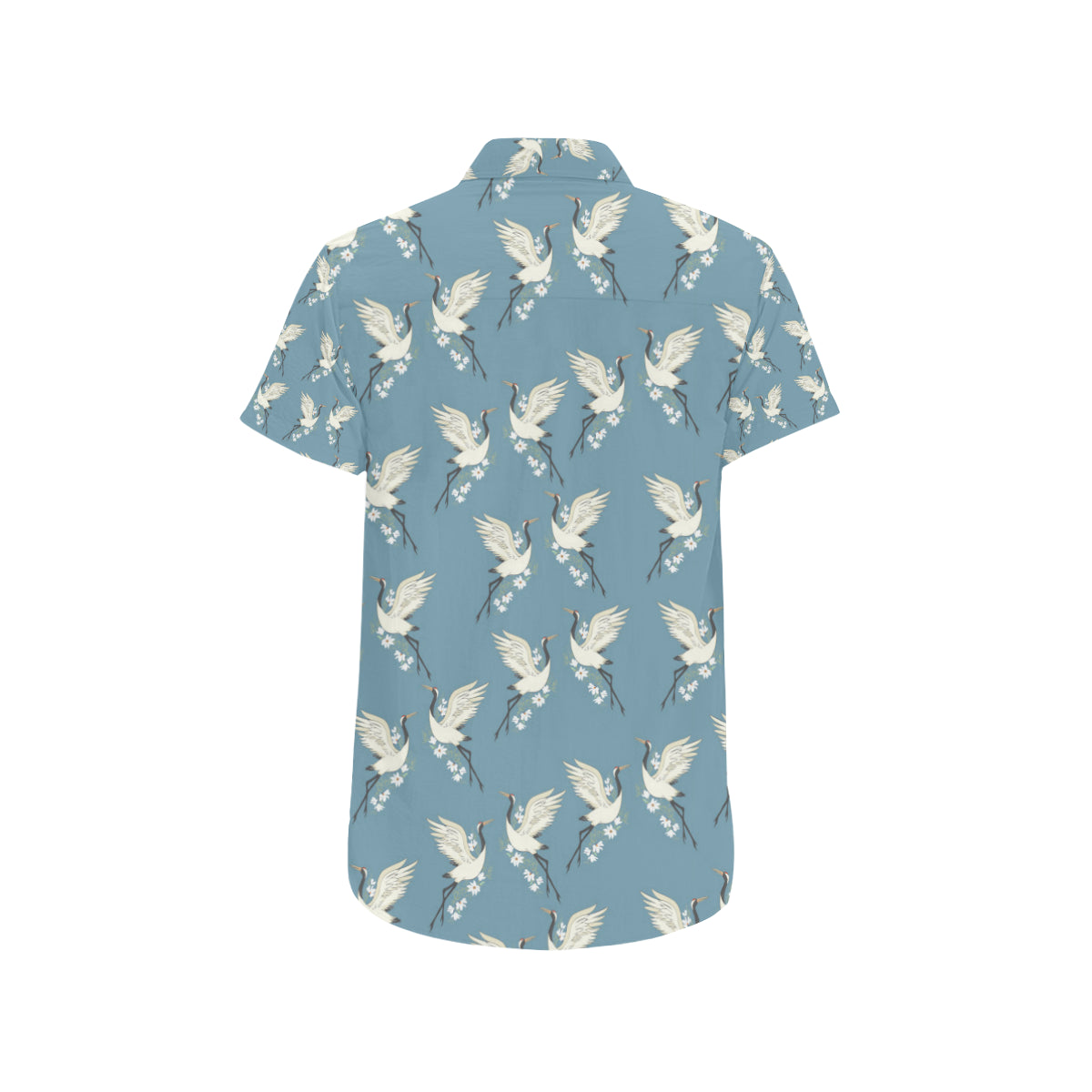 Crane Pattern Print Design 05 Men's Short Sleeve Button Up Shirt