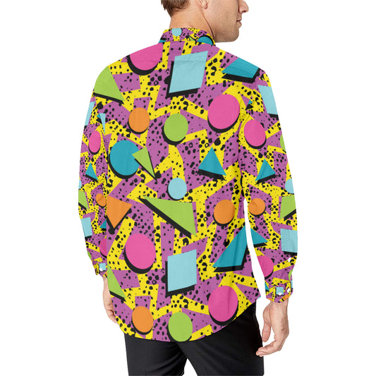 80s Pattern Print Design 1 Men's Long Sleeve Shirt