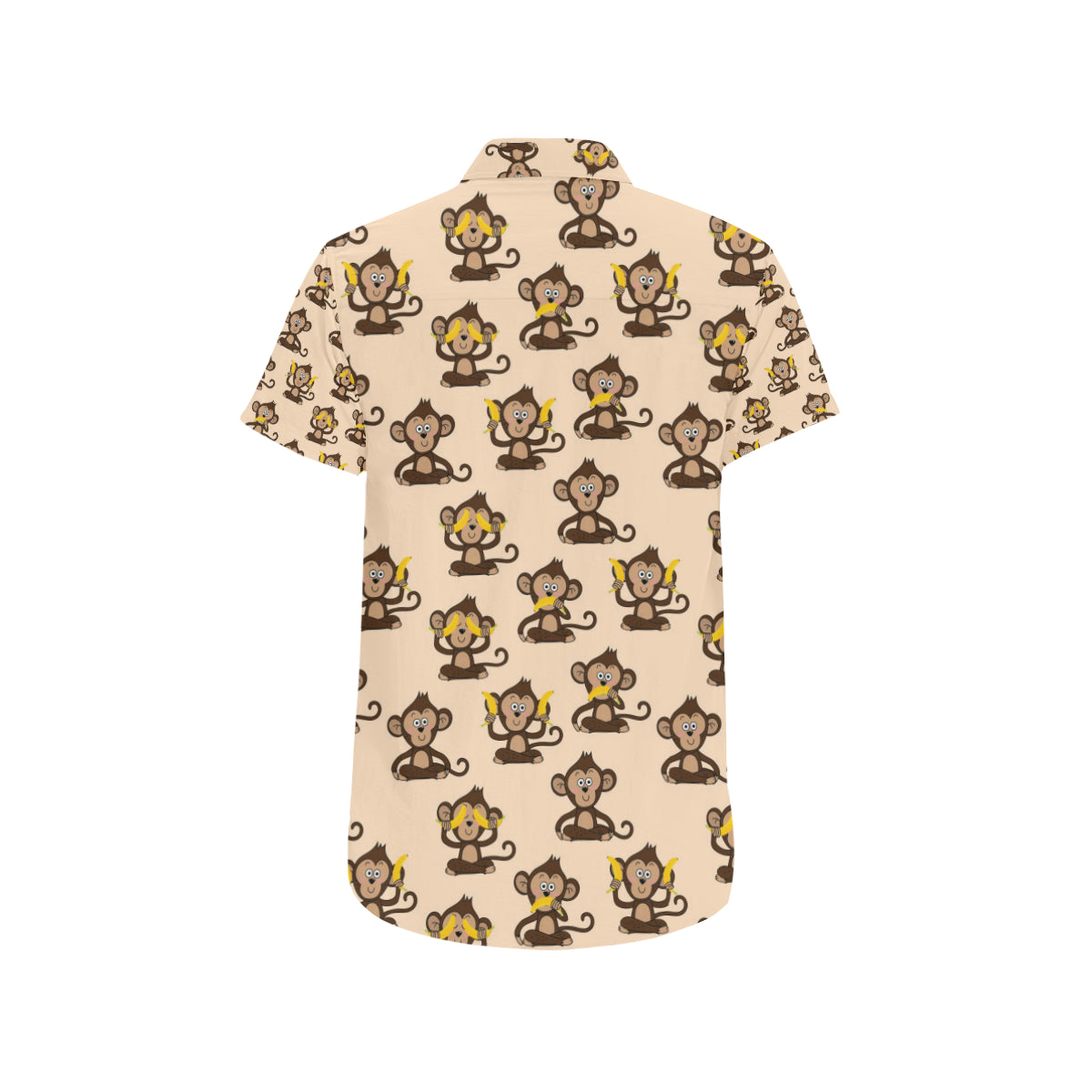 Monkey Pattern Print Design 03 Men's Short Sleeve Button Up Shirt