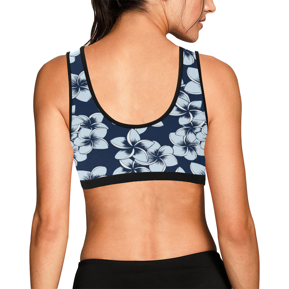 Plumeria Pattern Print Design A02 Sports Bra