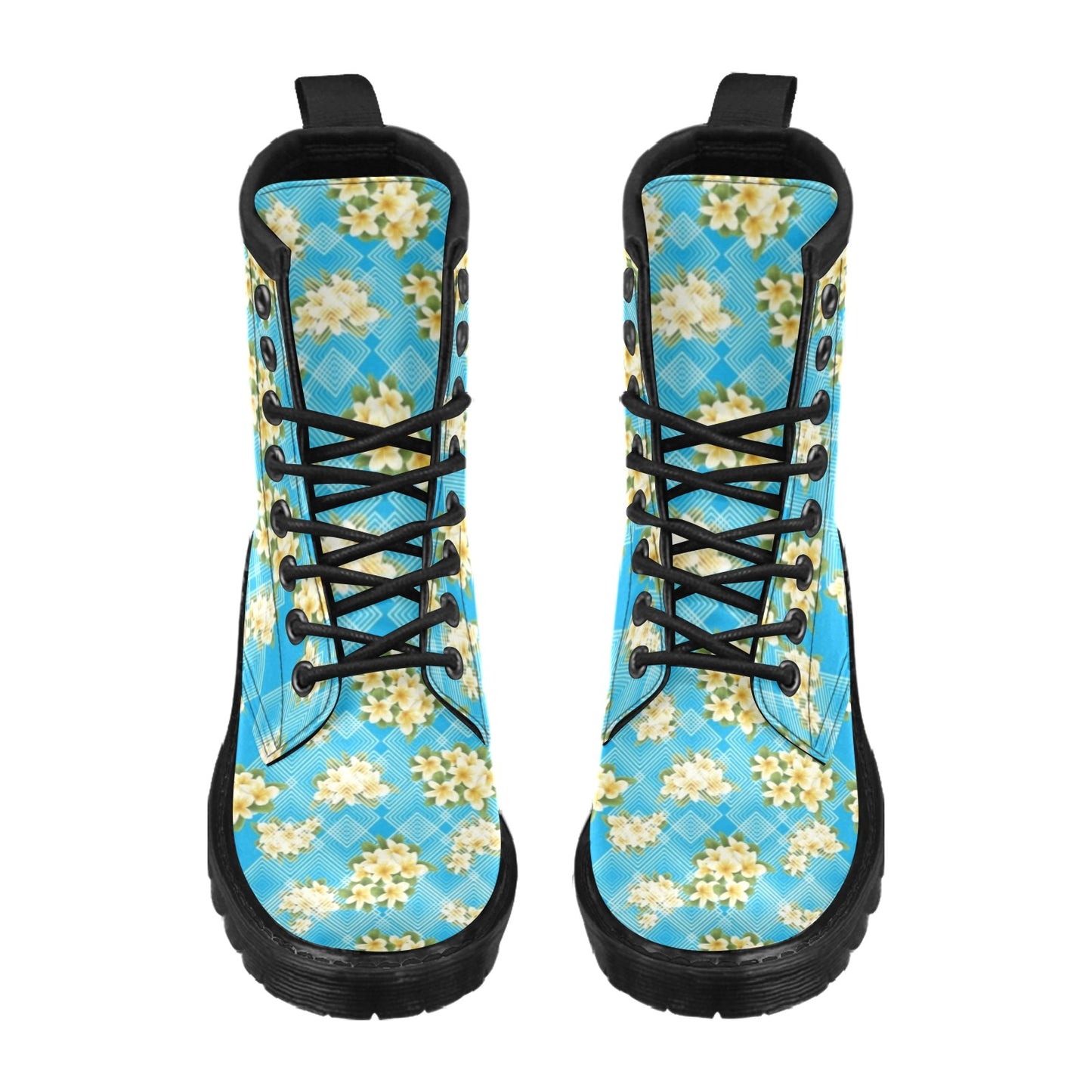 Yellow Plumeria Design Print Pattern Women's Boots