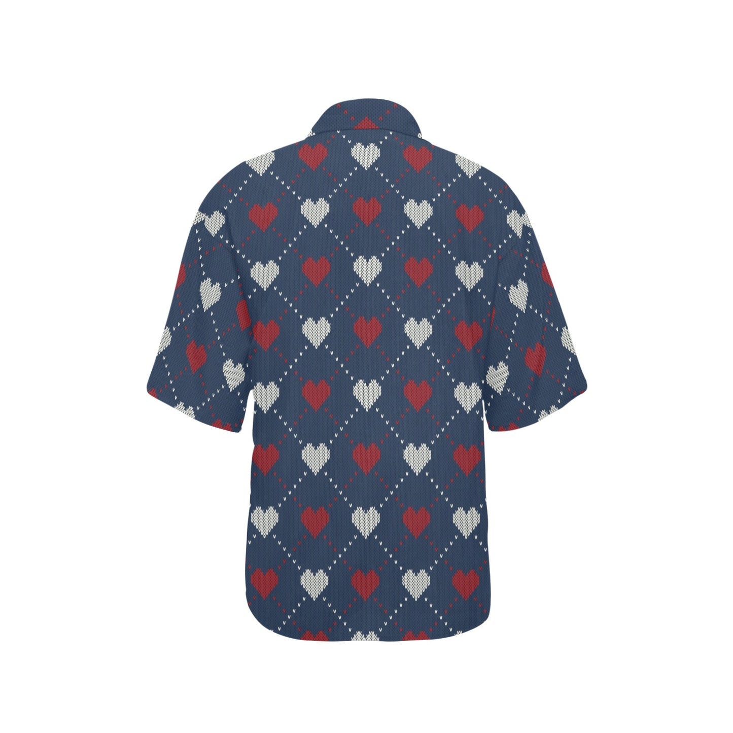 Heart Knit Pattern Print Design HE05 Women's Hawaiian Shirt