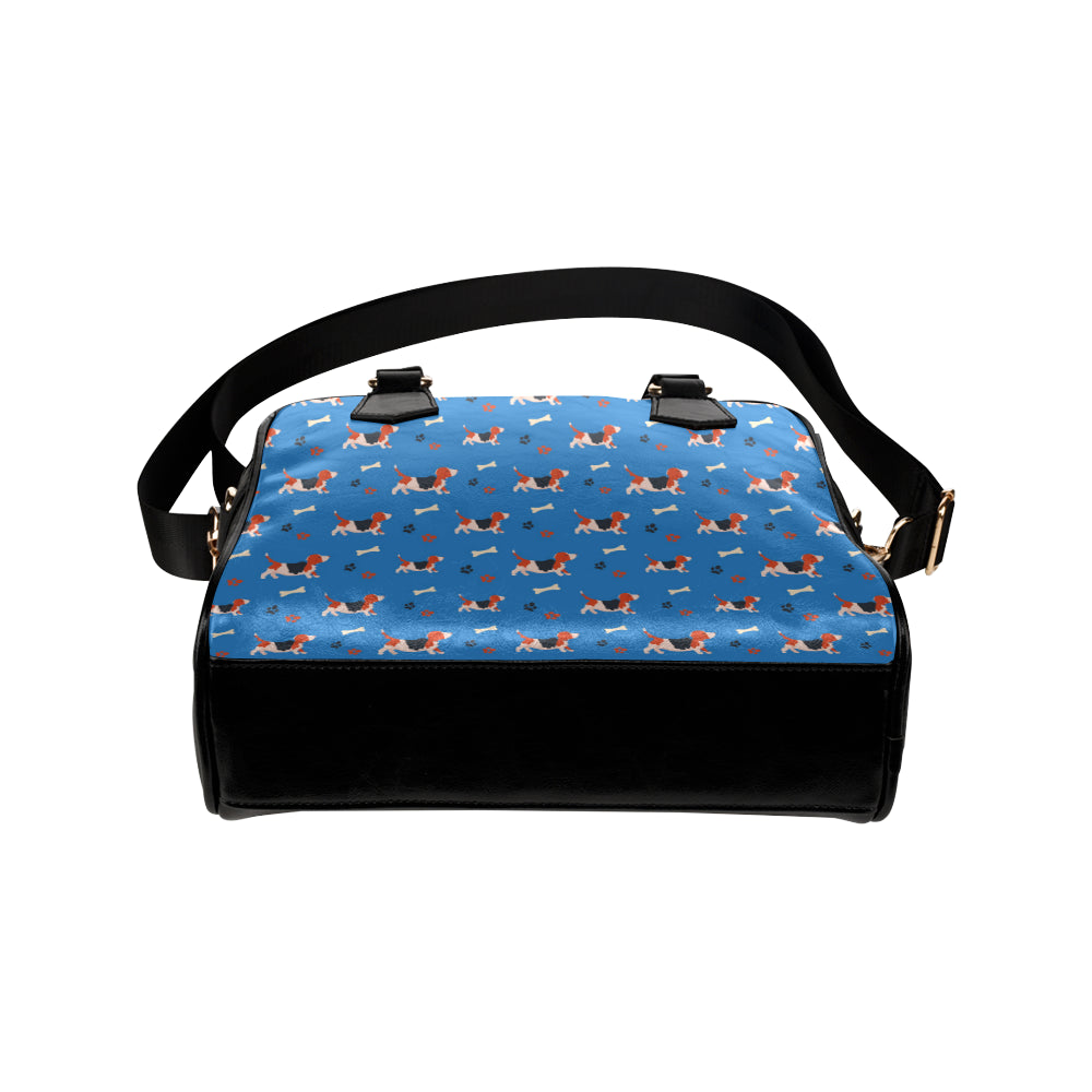 Basset Hound Pattern Print Design 02 Shoulder Handbag