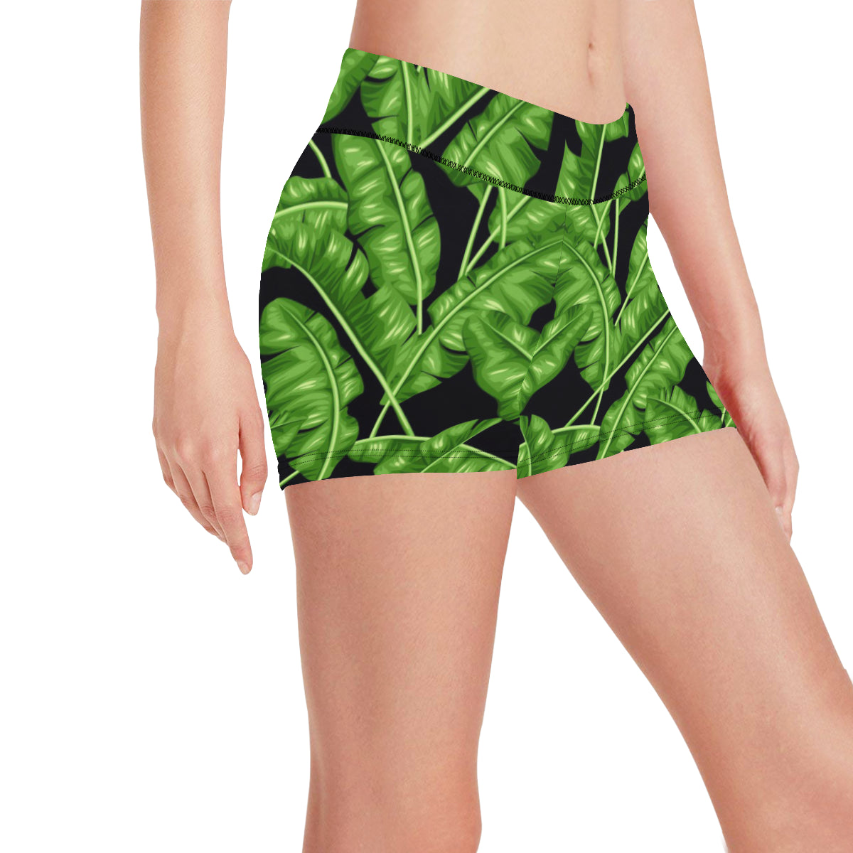 Banana Leaf Pattern Print Design BL01 Yoga Shorts