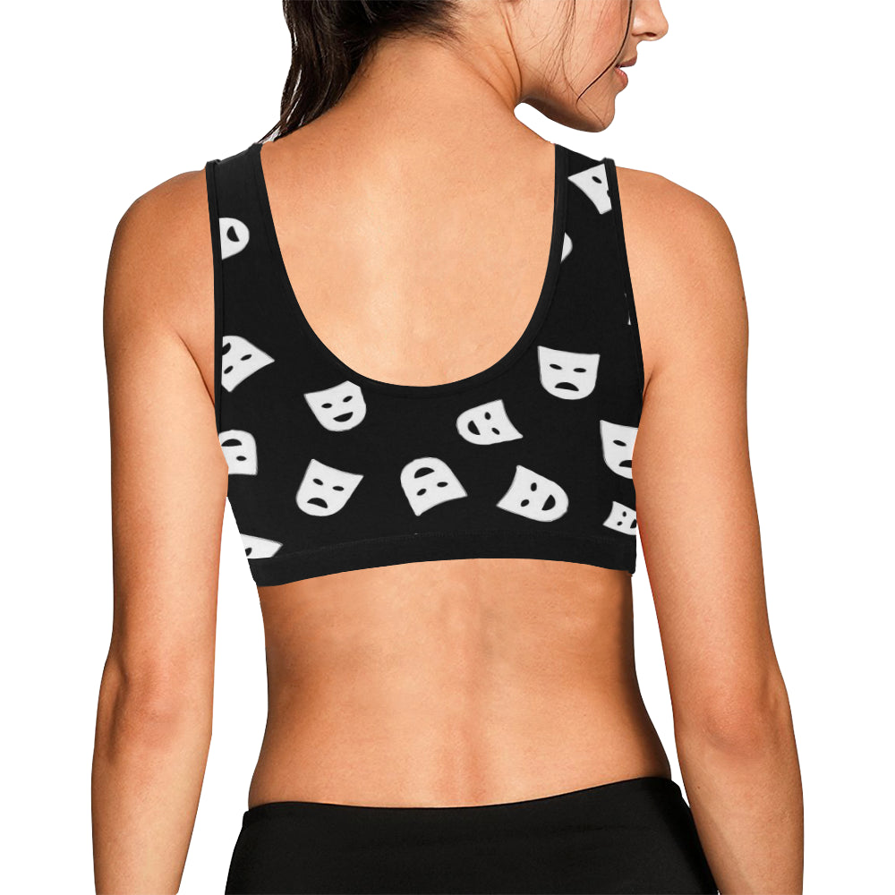 Acting Mask Pattern Print Design 03 Sports Bra