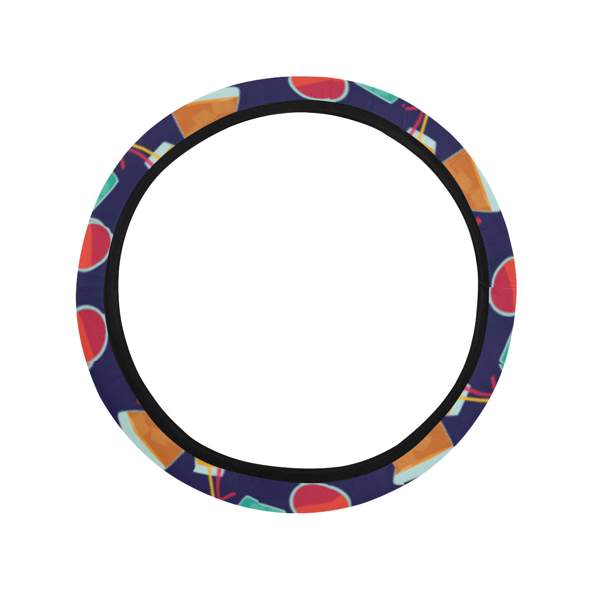 Cocktail Pattern Print Design 06 Steering Wheel Cover with Elastic Edge