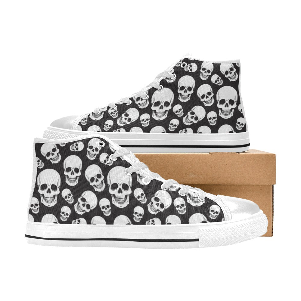 Skull Print Design LKS301 High Top Women's White Shoes