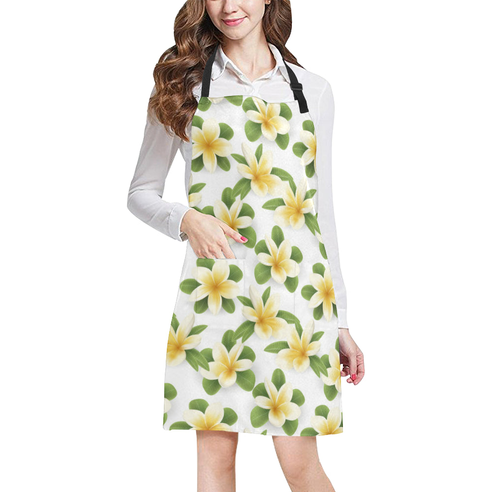 Yellow Plumeria Pattern Print Design PM012 Apron with Pocket