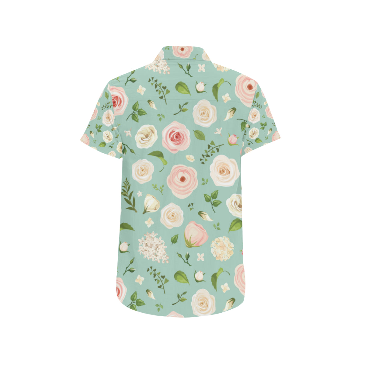 Lisianthus Pattern Print Design 01 Men's Short Sleeve Button Up Shirt