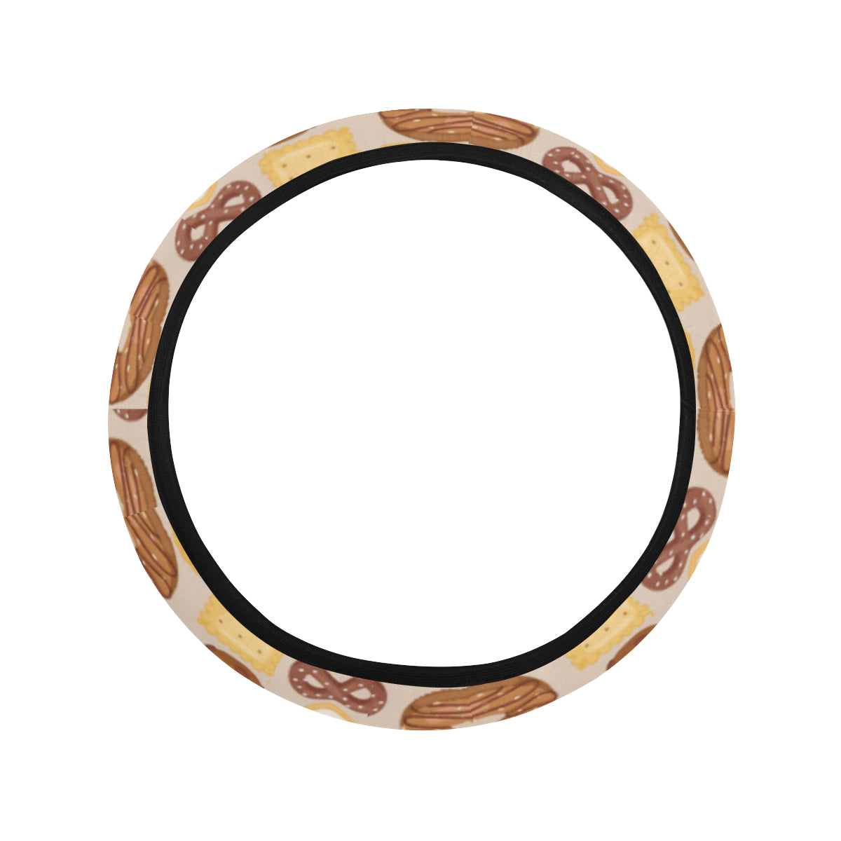 Cookie Pattern Print Design 02 Steering Wheel Cover with Elastic Edge