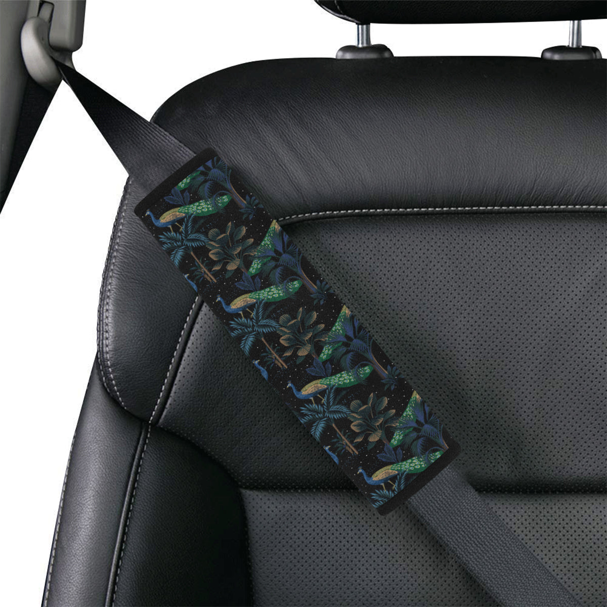 Rainforest Peacock Pattern Print Design A04 Car Seat Belt Cover