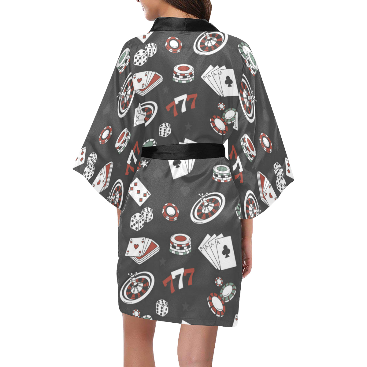 Casino Pattern Print Design 02 Women's Short Kimono