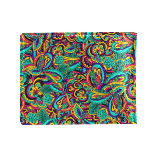 Psychedelic Trippy Floral Design Men's ID Card Wallet