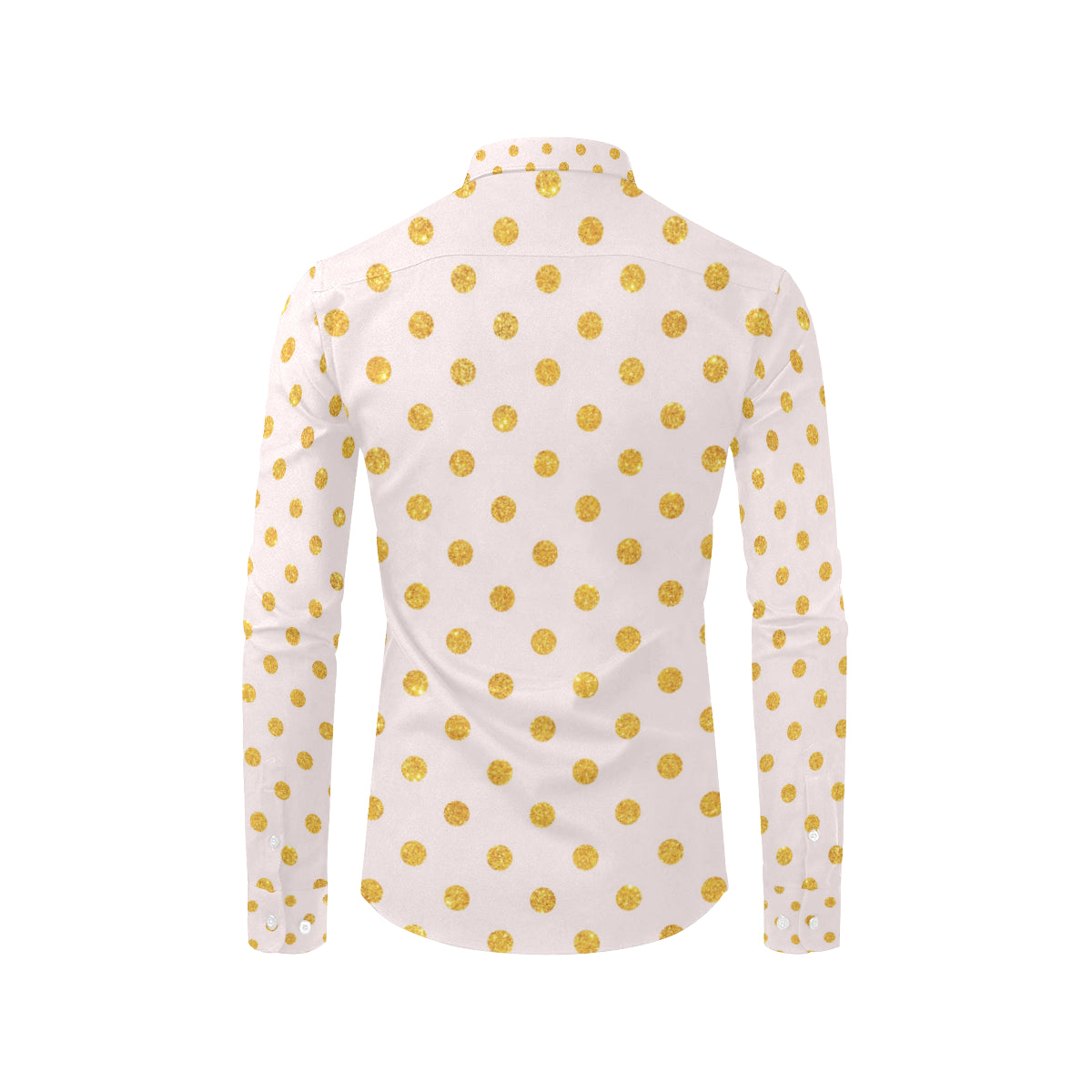 Polka Dot Gold Pink Pattern Print Design 01 Men's Long Sleeve Shirt