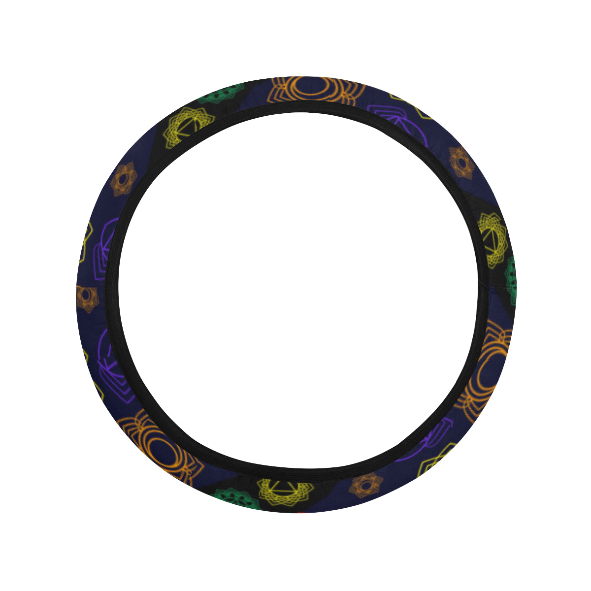 Chakra Colorful Print Pattern Steering Wheel Cover with Elastic Edge