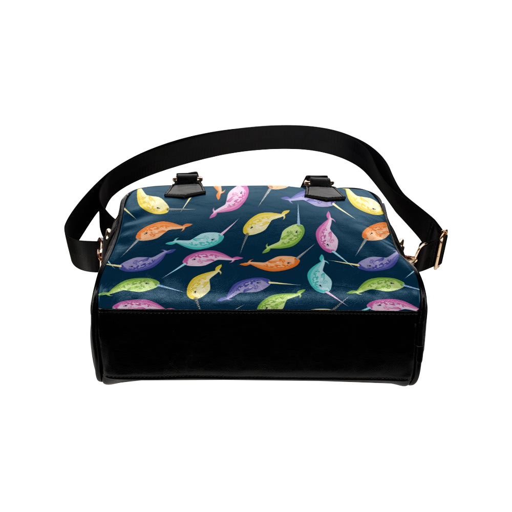 Narwhal Colorful Pattern Print Design 03 Shoulder Handbag
