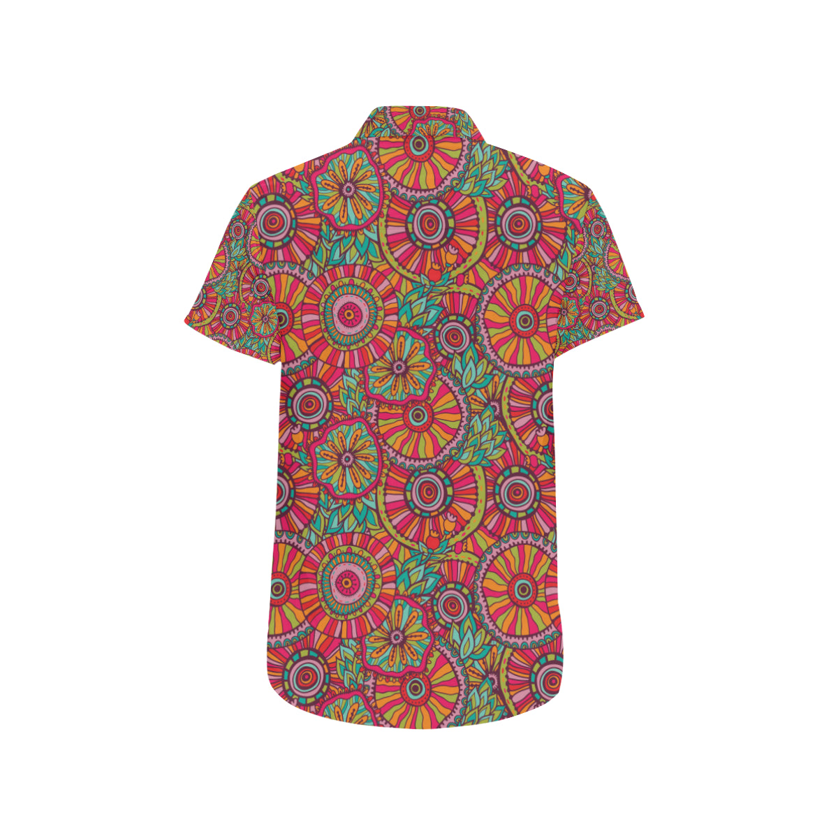 Boho Pattern Print Design 01 Men's Short Sleeve Button Up Shirt