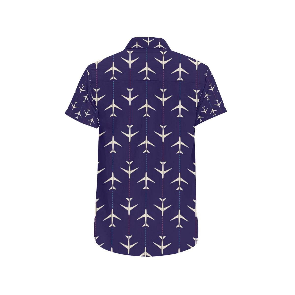 Airplane Pattern Print Design 03 Men's Short Sleeve Button Up Shirt