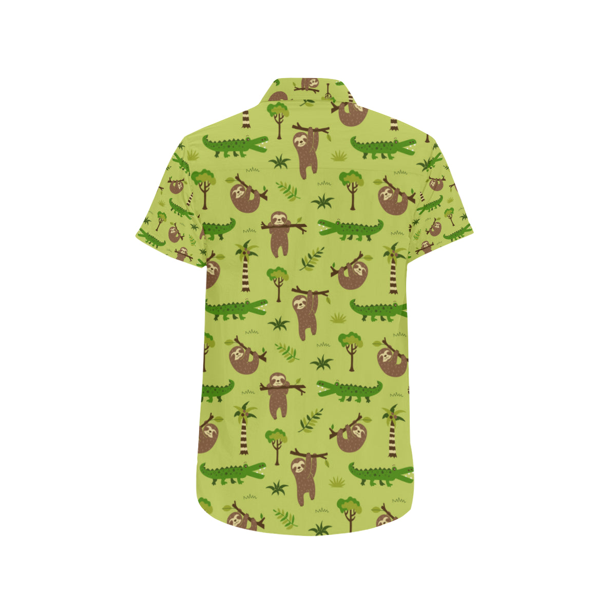Alligator Pattern Print Design 04 Men's Short Sleeve Button Up Shirt