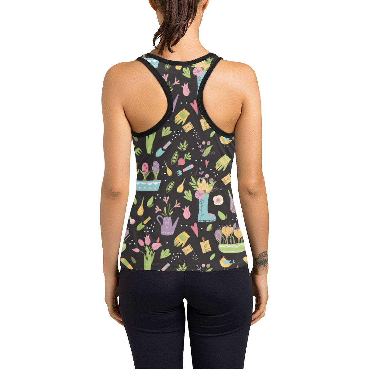 Gardening Pattern Print Design G03 Women's Racerback Tank Top
