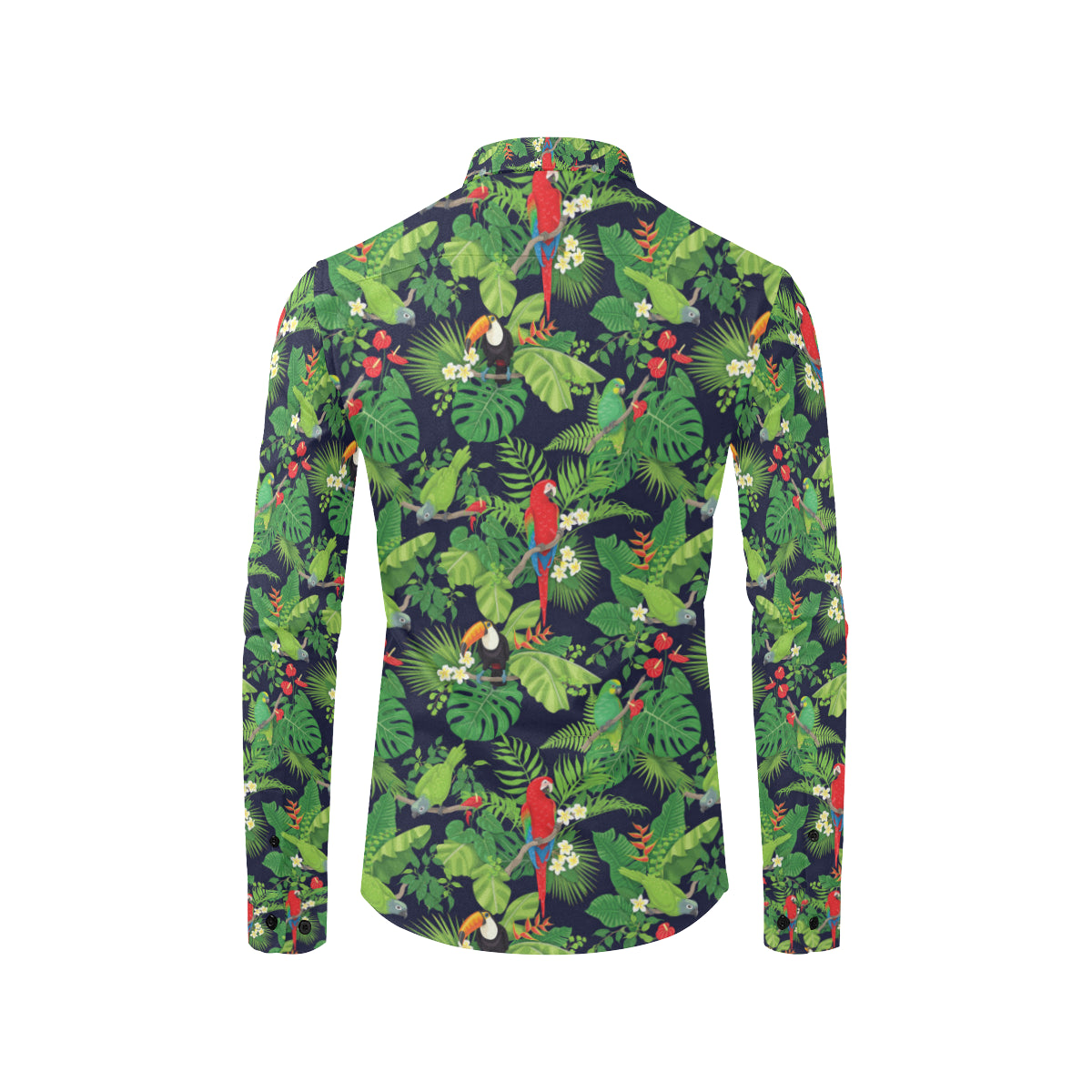 Rainforest Parrot Pattern Print Design A03 Men's Long Sleeve Shirt