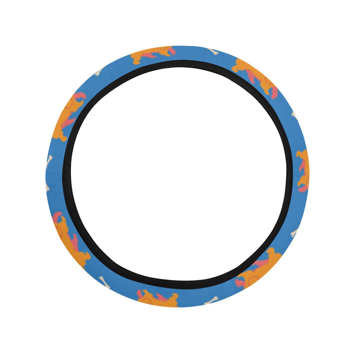 Cocker Pattern Print Design 04 Steering Wheel Cover with Elastic Edge