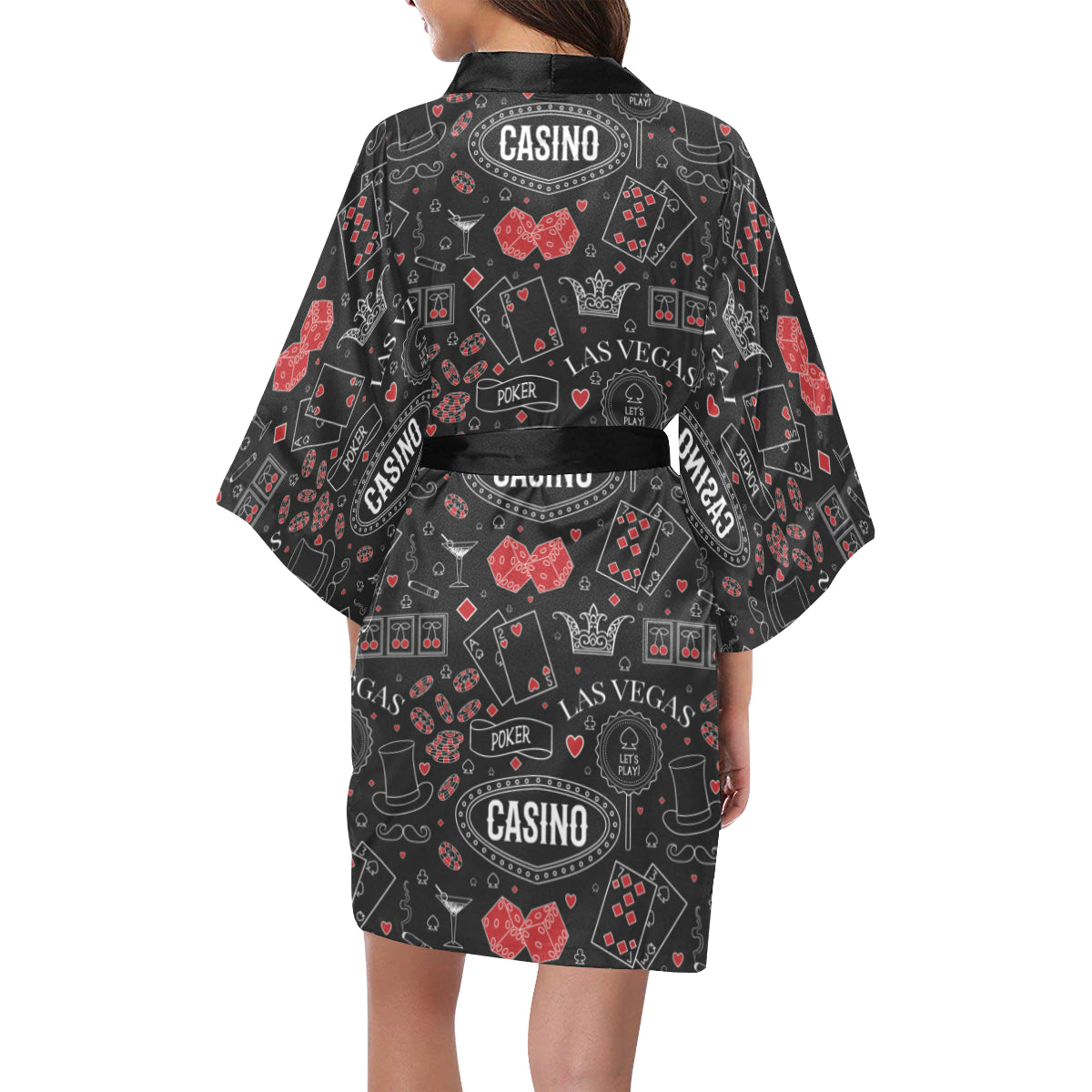 Casino Pattern Print Design 04 Women's Short Kimono