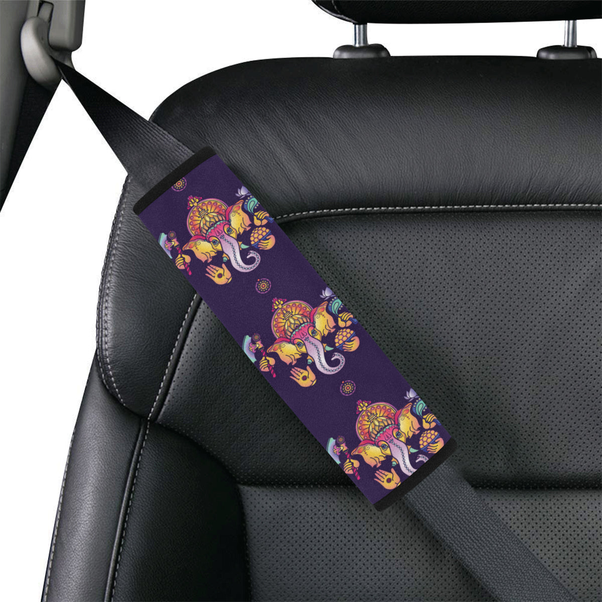 Ganesha Pattern Print Design 04 Car Seat Belt Cover