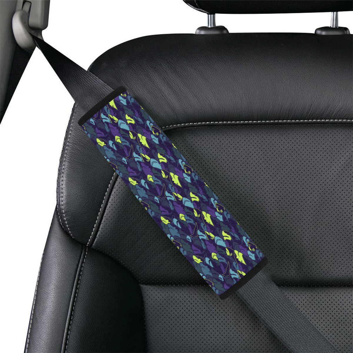 Shark Neon color Print Car Seat Belt Cover