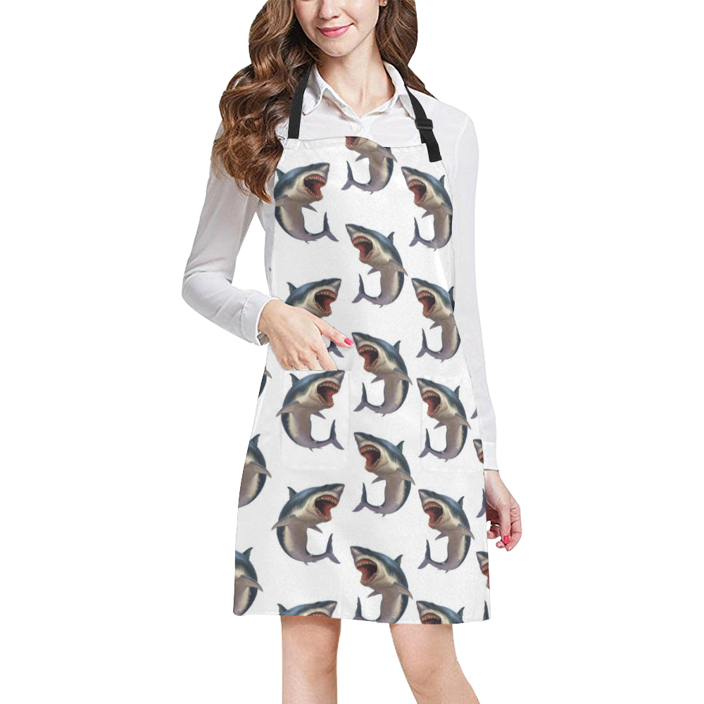 Great White Shark Pattern Print Design 03 Apron with Pocket