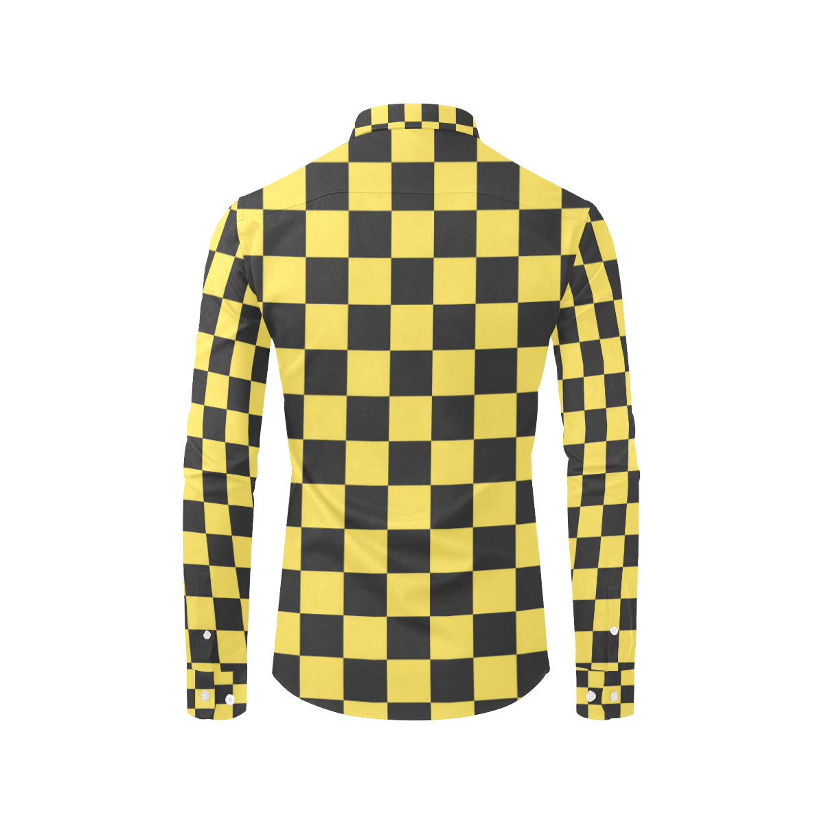 Checkered Yellow Pattern Print Design 03 Men's Long Sleeve Shirt