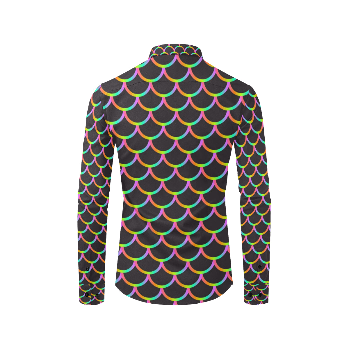 Mermaid Tail Rainbow Design Print Men's Long Sleeve Shirt