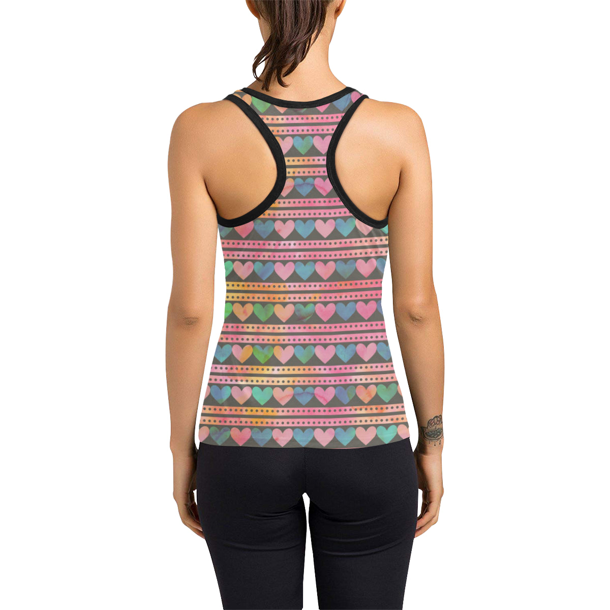 Heart Pattern Print Design HE010 Women's Racerback Tank Top
