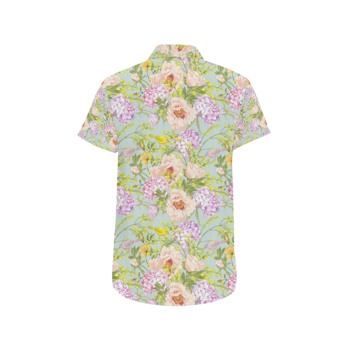 Hydrangea Pattern Print Design HD02 Men's Short Sleeve Button Up Shirt