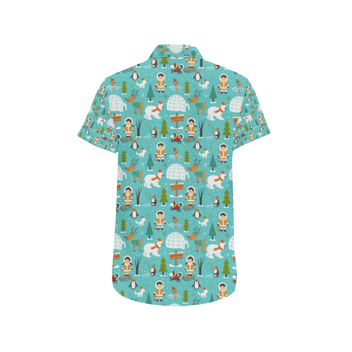 Eskimo Pattern Print Design 01 Men's Short Sleeve Button Up Shirt