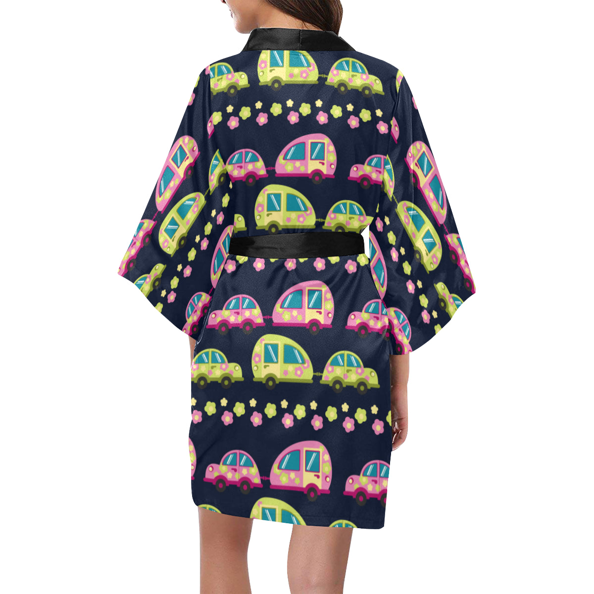 Camper Cute Camping Design No 3 Print Women Kimono Robe