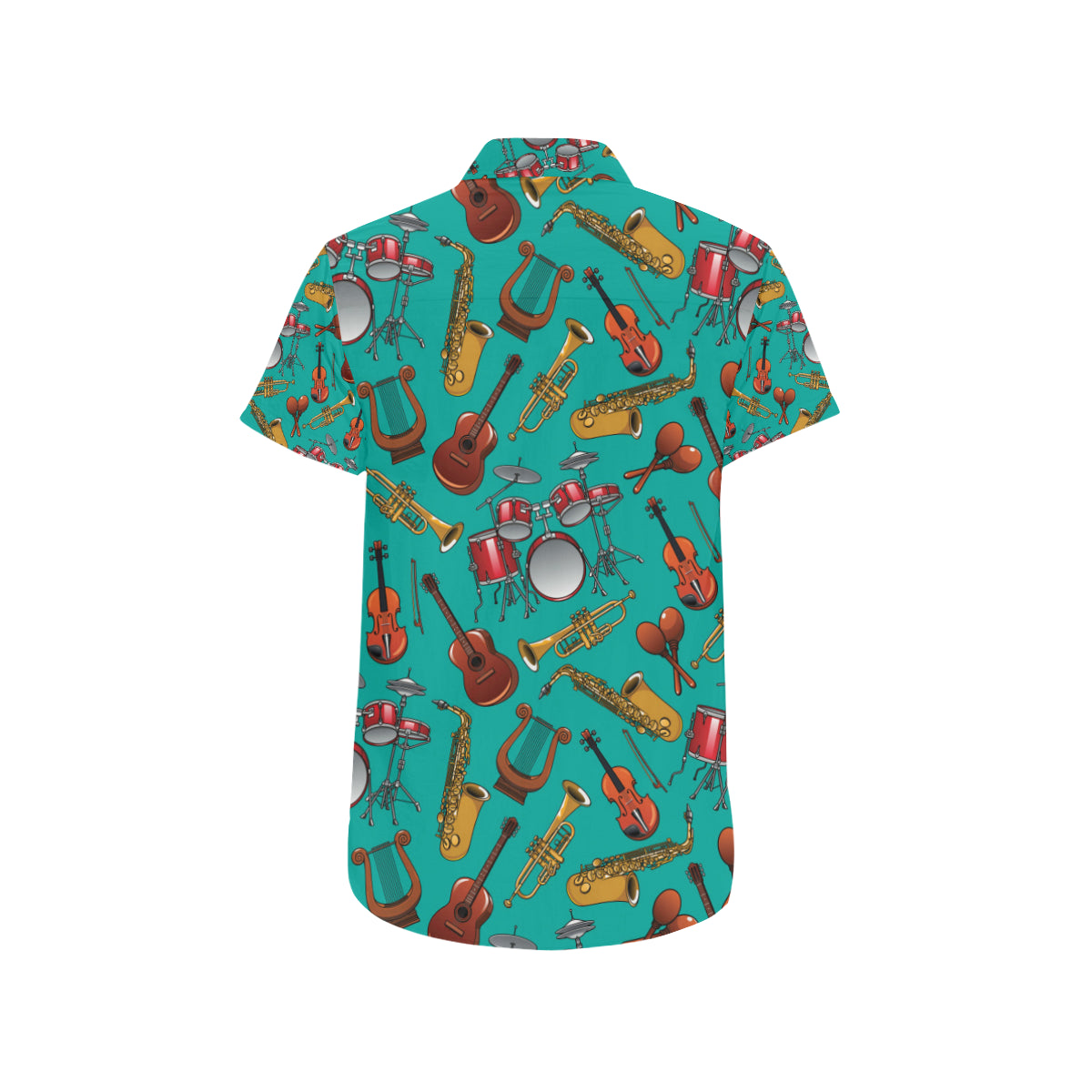 Drum Set Pattern Print Design 01 Men's Short Sleeve Button Up Shirt