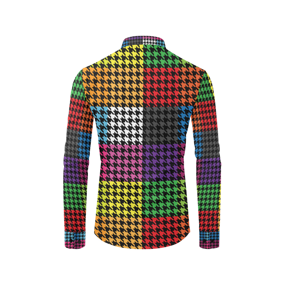 Houndstooth Colorful Pattern Print Design 01 Men's Long Sleeve Shirt
